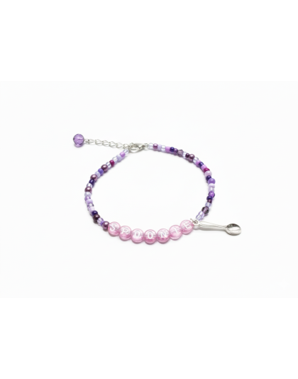 Pink &amp; Purple Spoonie Bracelet with Spoon Charm – Chronic Illness &amp; Rare and Invisible Disabilities Awareness Jewelry