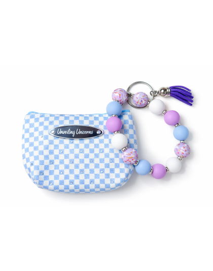Blue White Purple Silver Beaded Wristlet Pouch Support Awareness Chronic and Rare Diseases